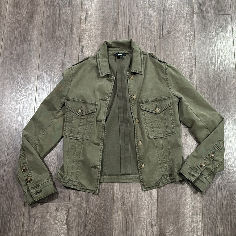Paige Pacey Collared Jacket in vintage ivy green S - Picture 6 of 9